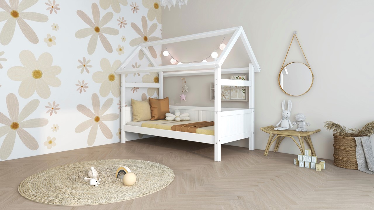 Bedbank Puck met dakframe wit