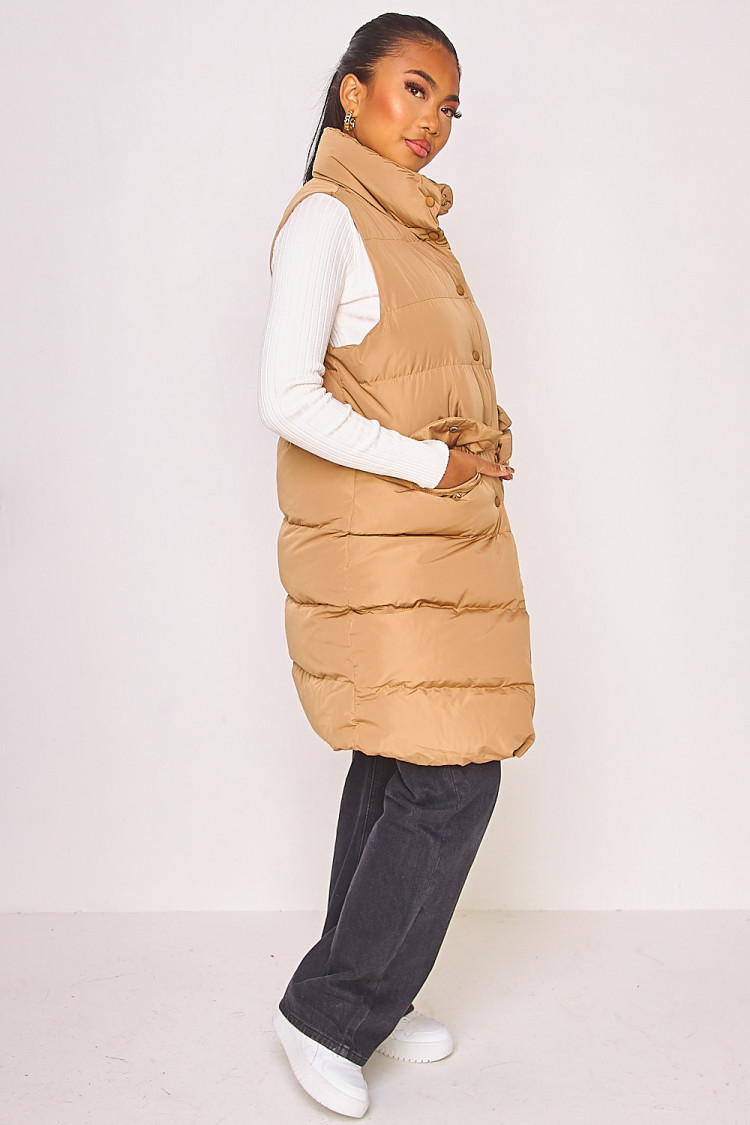 Doudoune matelassée beige foncé sans manches