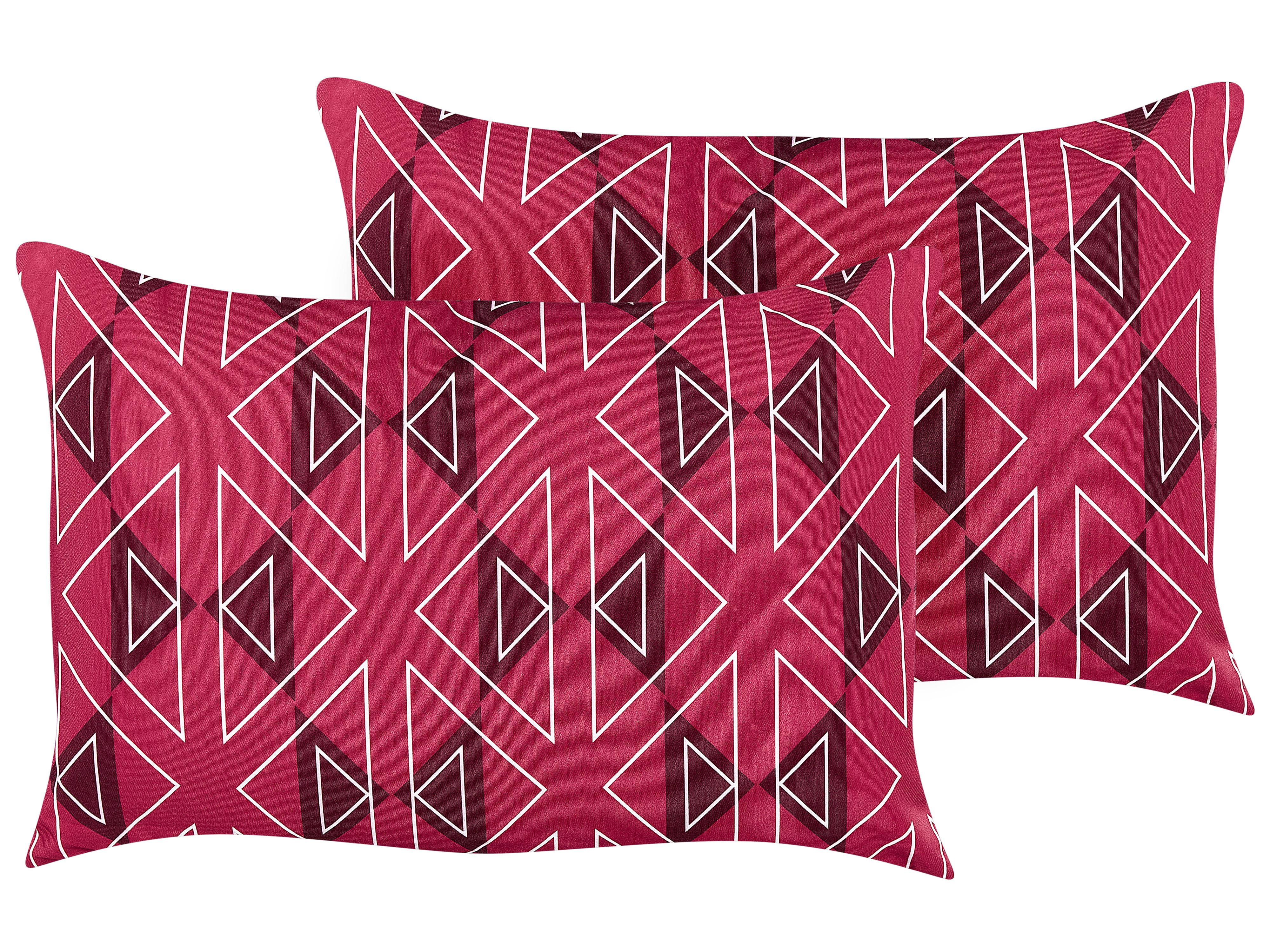 Set van 2 tuinkussens MEZZANO geometrisch patroon 40 x 60 cm Fuchsia
