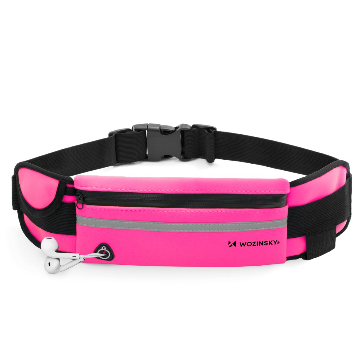 Neopren Laufgürtel Bauchtasche mit Reflektor, zwei Taschen Rosa