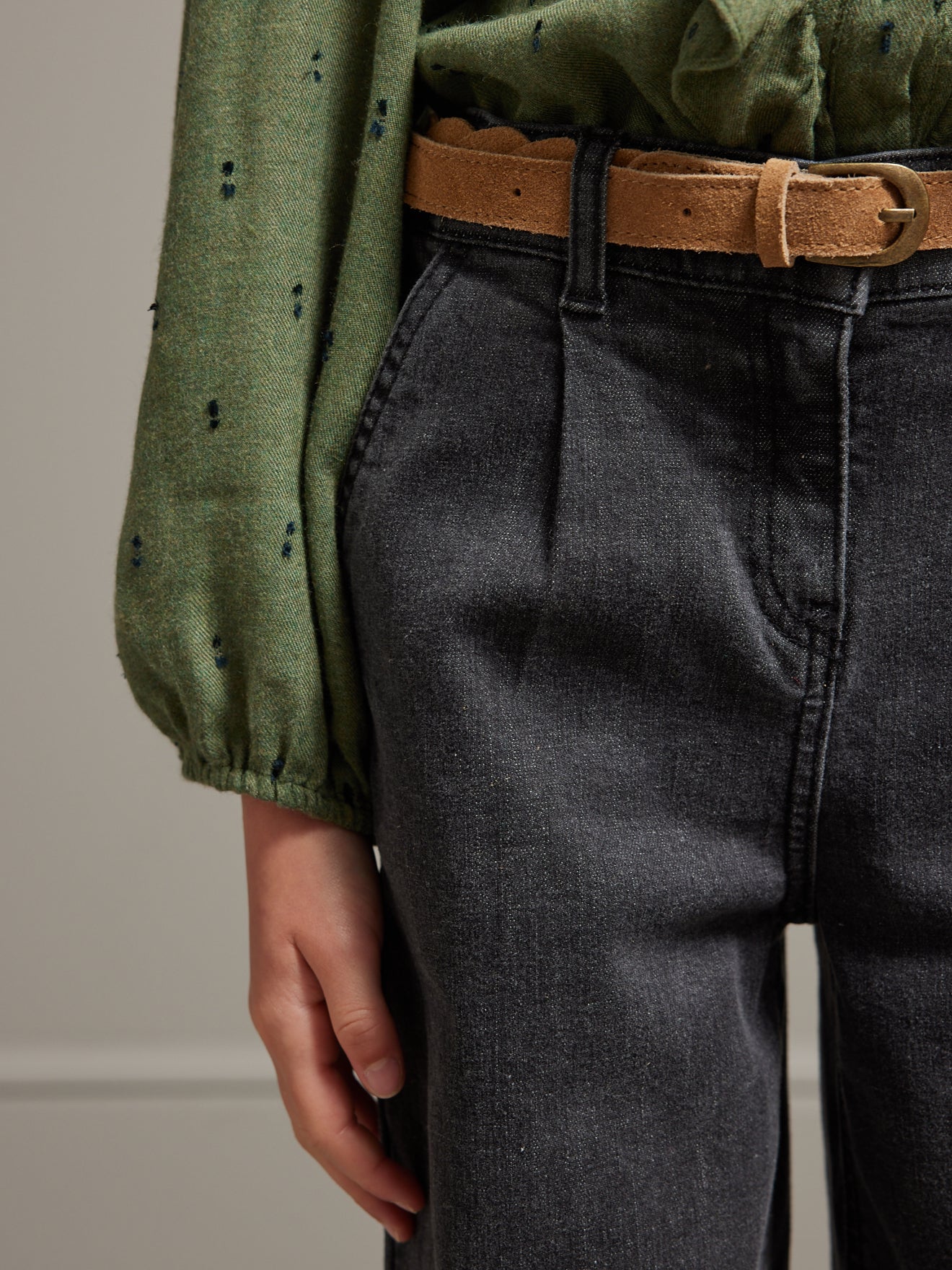 Pantalon Fille large en denim