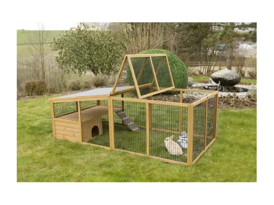Enclos extérieur pour petits animaux avec dispositif anti-fugue