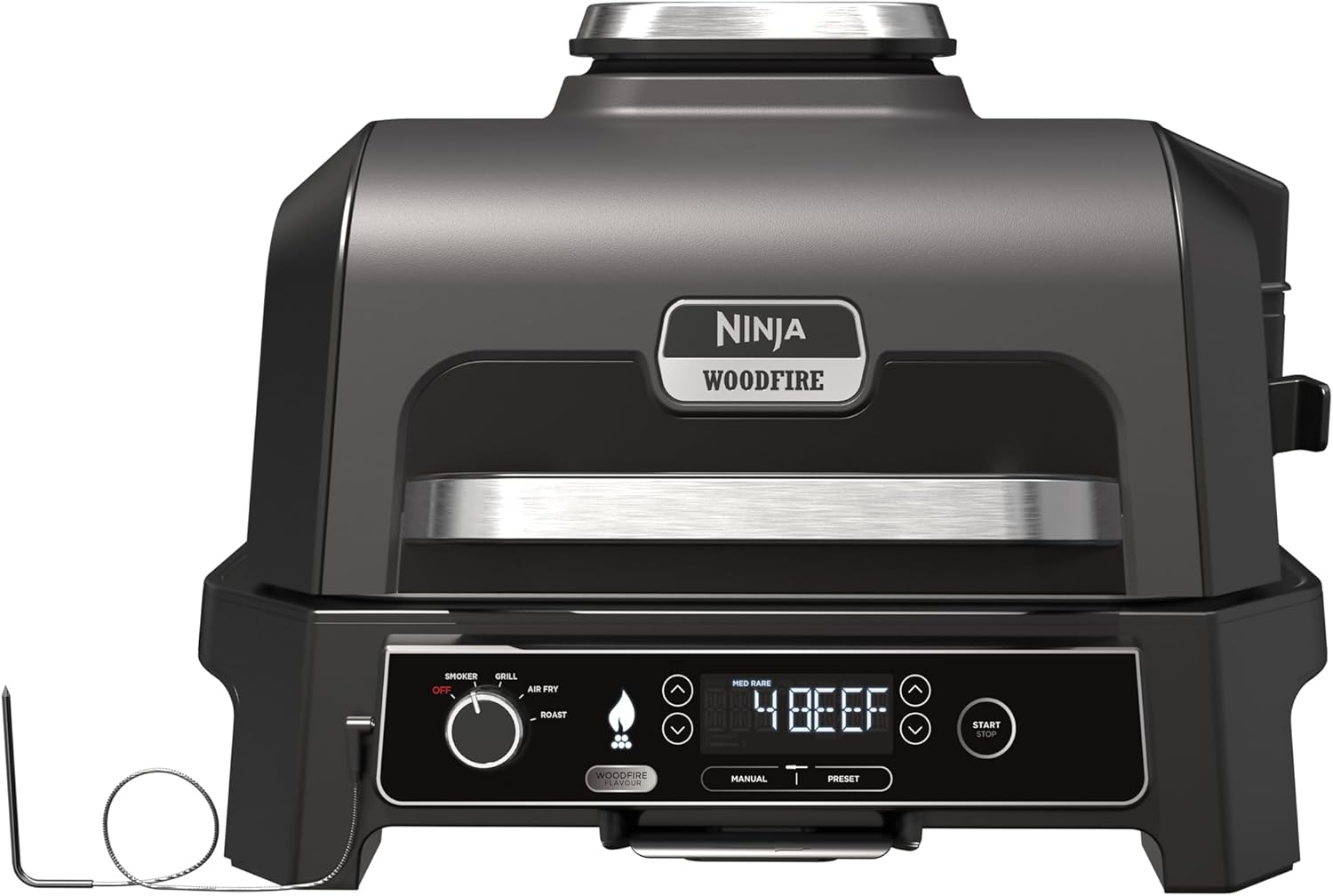 SharkNinja Woodfire Pro XL Outdoor Grill & Smoker Größer. Präziser. Mit den gleichen authentischen Holzfeuer-Aromen. Der Ninja Elektrischer & ist mehr als nur ein er bereitet noch deiner