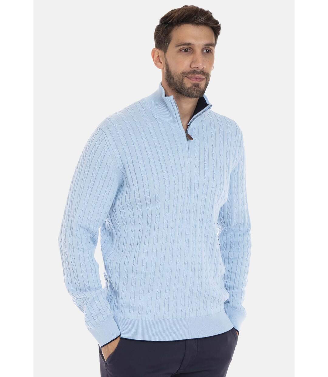 Pull manches longues col camioneur coton LANO