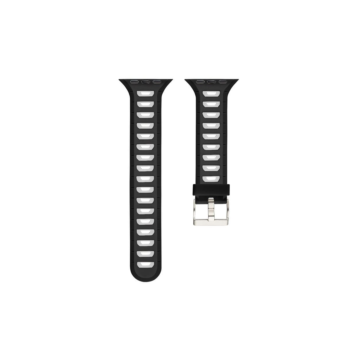 Silikon Klokkearmbånd kompatibelt med Apple Watch, 42mm, Svart, Grå