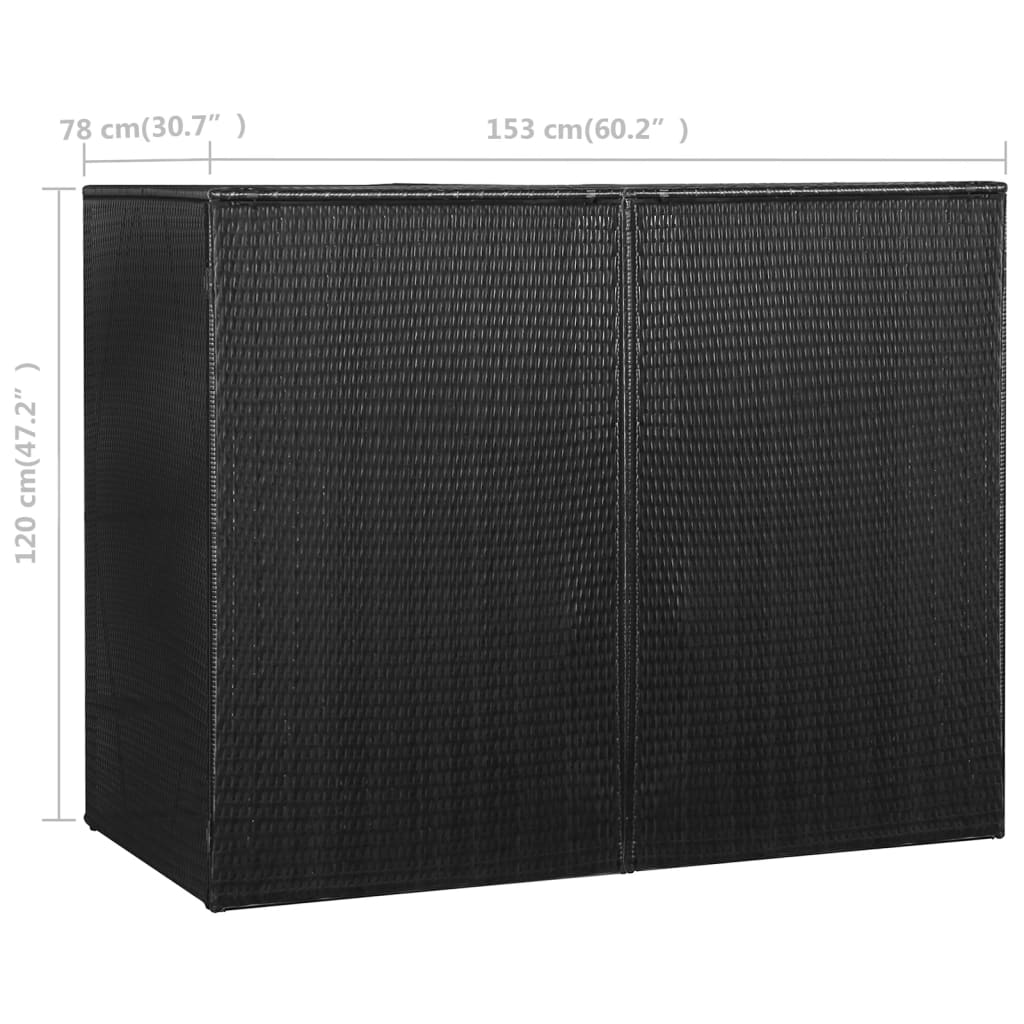 Abri pour poubelle double noir 153x78x120 cm résine tressée