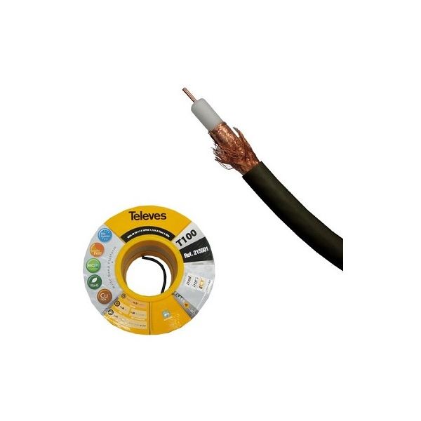 Televes Cabo Coaxial T100 Preto 100 mts
