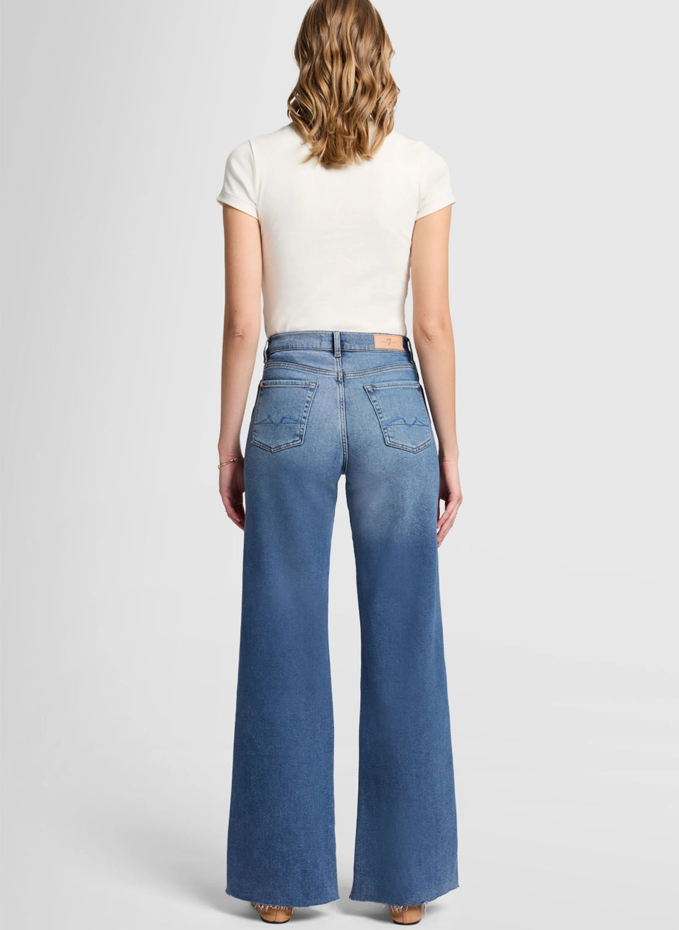 LOTTA - Jean flare taille haute en coton mélangé | Bleu