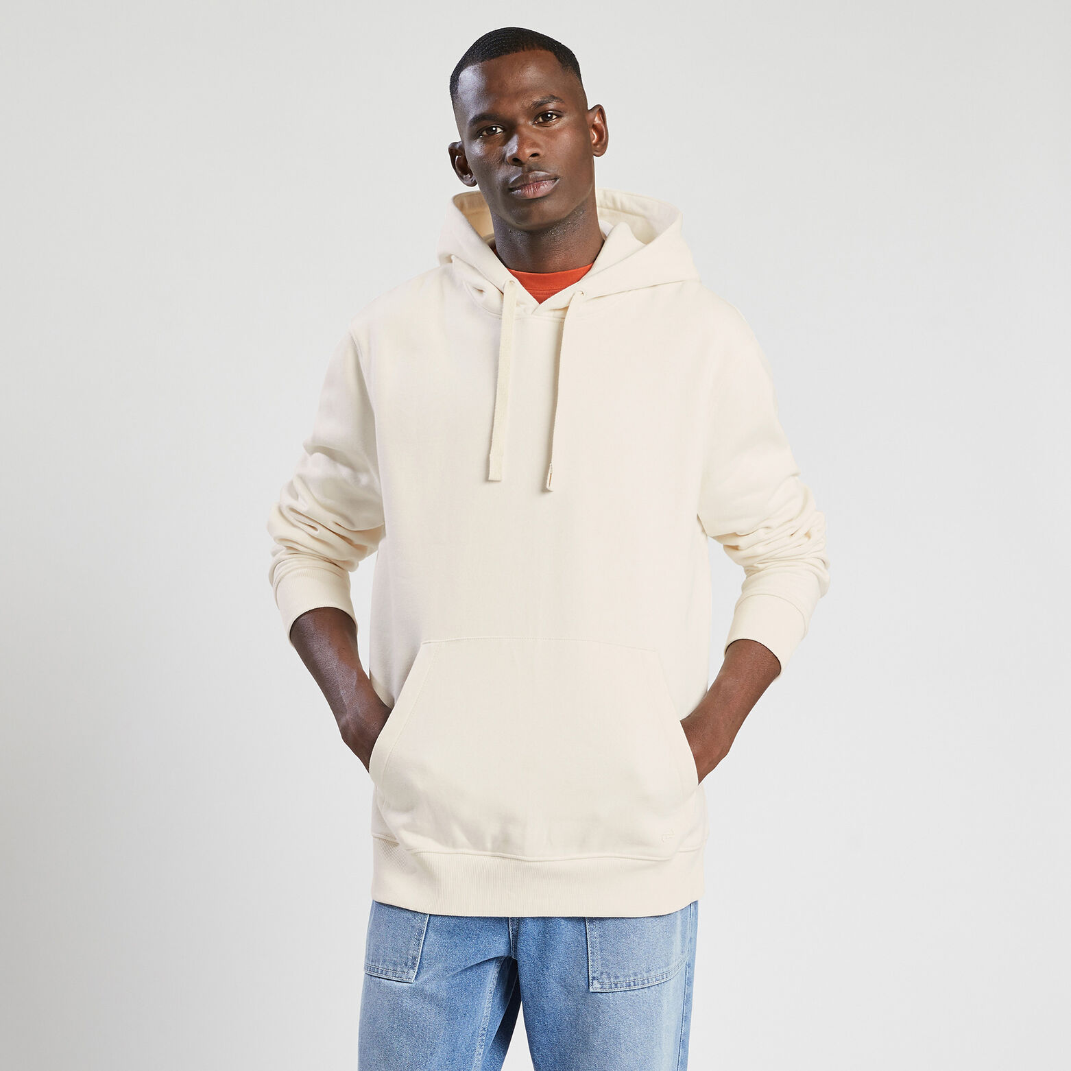 Sweat à capuche essentiel Ecru