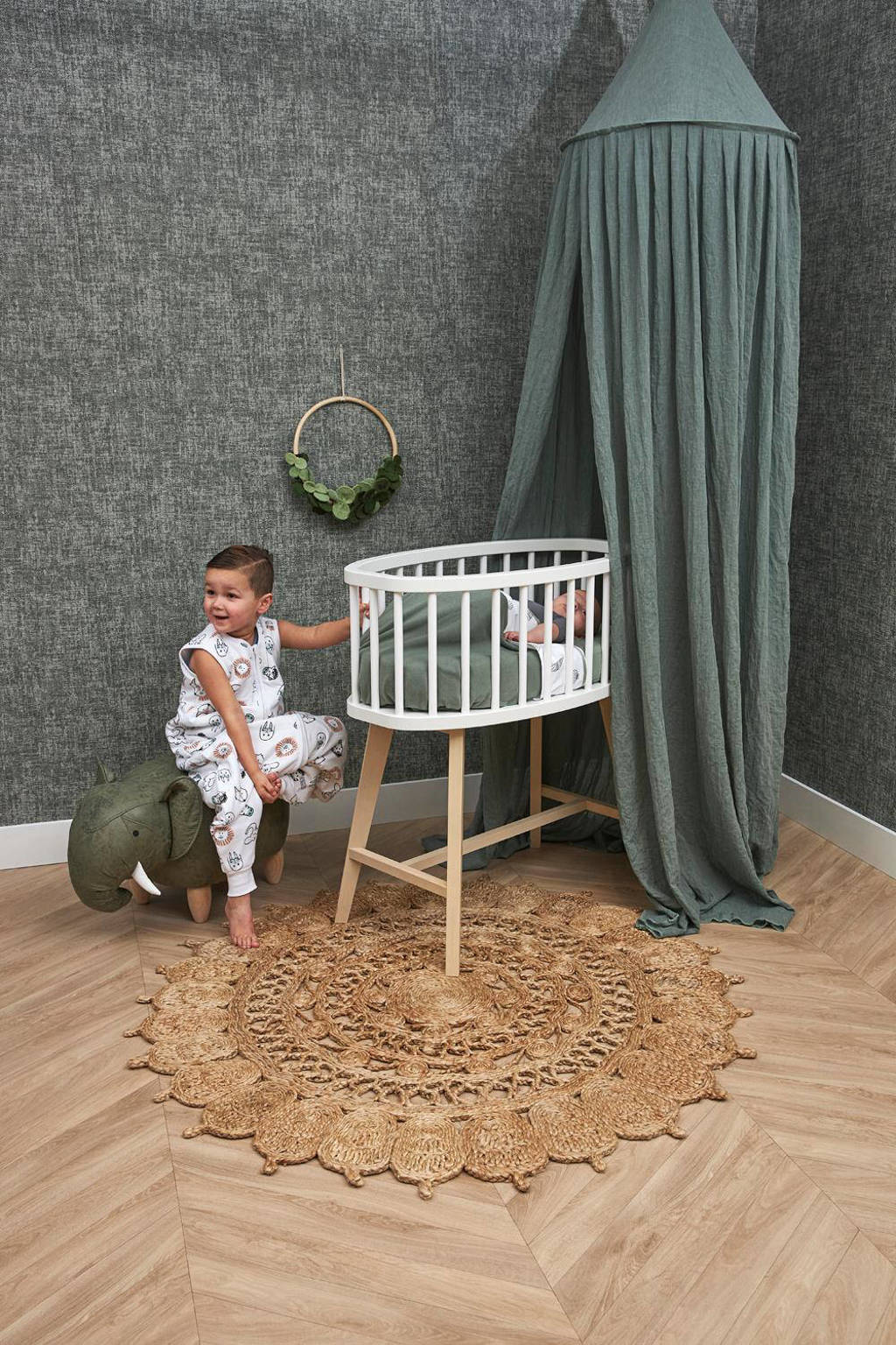 gevoerde baby slaapzak jumper Animal wit/bruin/zwart