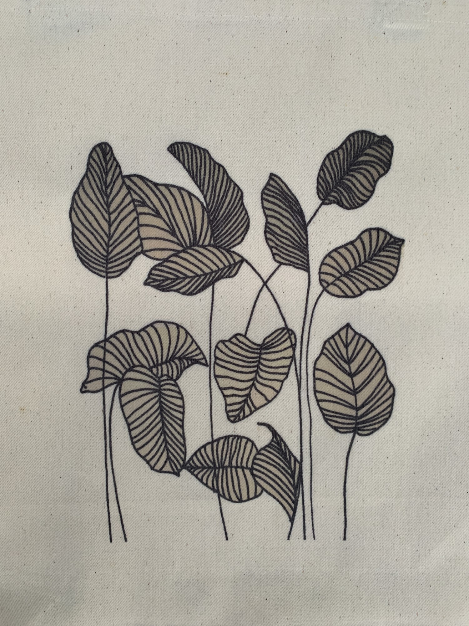 Stoffbeutel 'Line Leaves', weiß, B 40 cm, H 40 cm, T 9 cm günstig bestellen