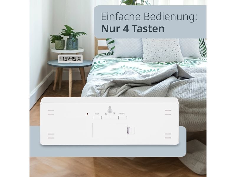 ADE Funkuhr DCF mit XXL-Ziffern digital Weiss Digitale DCF-Funkuhr mit Temperaturanzeige