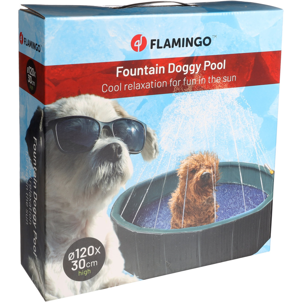 Piscine avec jet d'eau ø 120 x 30 cm bleu et gris pour chien