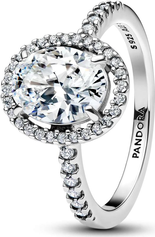 Pandora Ringen - Ovaler Funkelnder Strahlenkranz Statement-Ring in silver