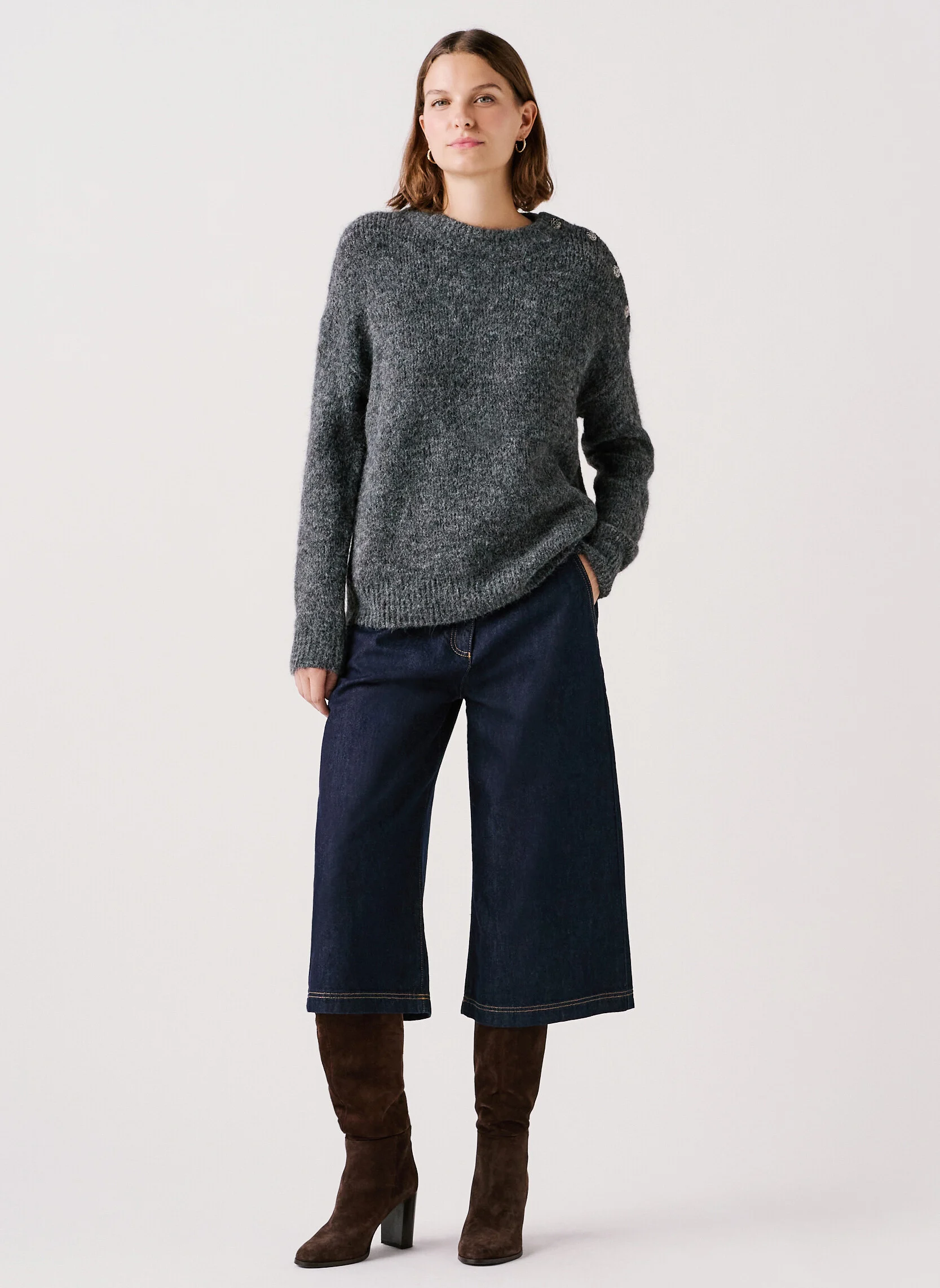 MGRACE2 - Pull oversize en maille | Gris