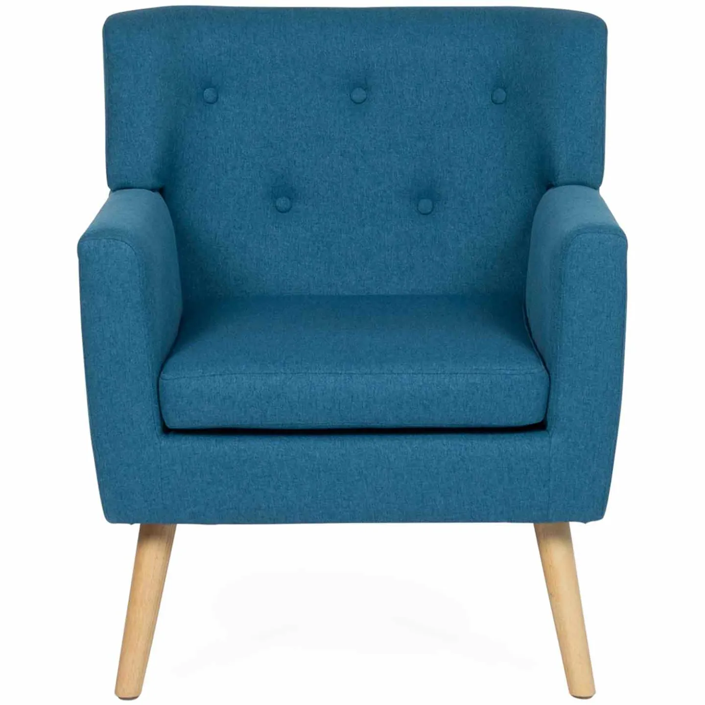 Fauteuil scandinave LIV en tissu bleu canard