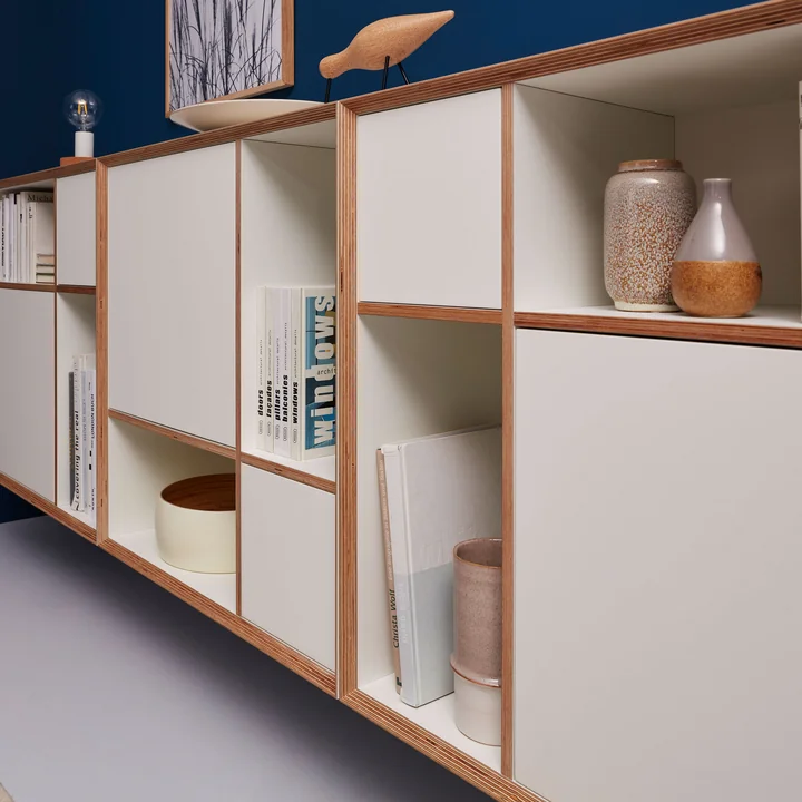 Müller Small Living - Vertiko Ply Sideboard One, Fronten CPL reinweiss (RAL 9010) / Birkenschichtholzkante