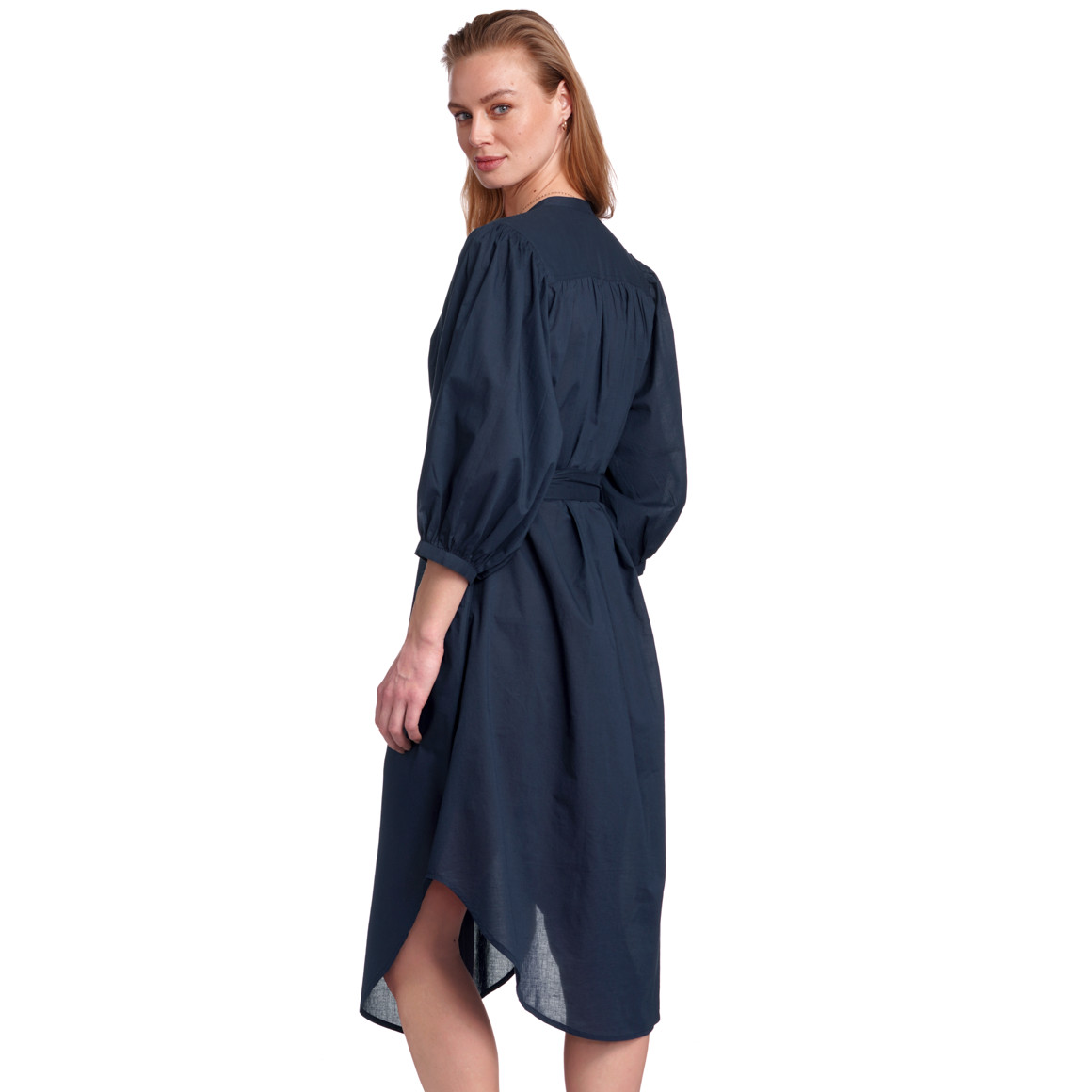 Jonas Nielsen Damen Blusenkleid mit Ballonärmeln dunkelblau