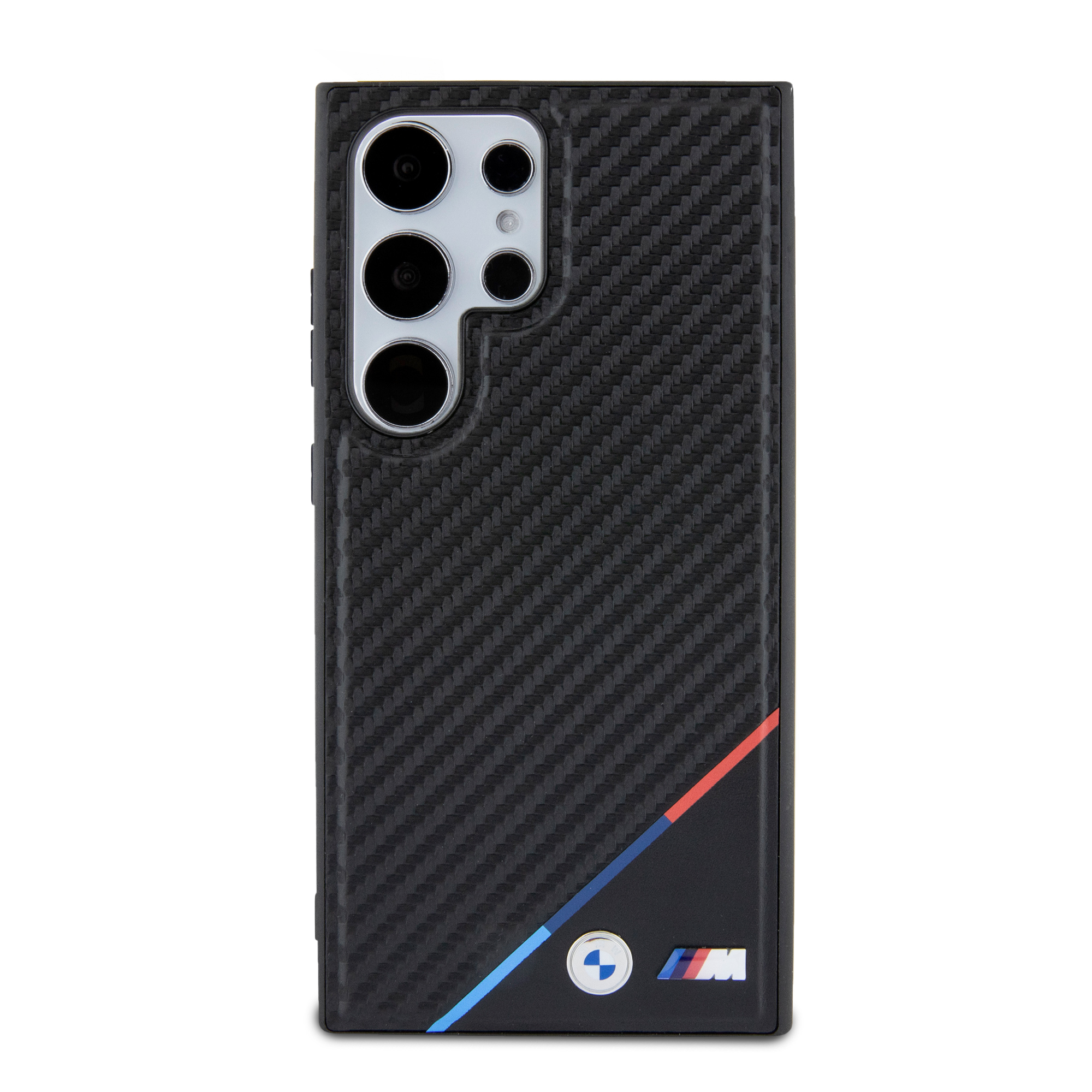 Samsung Galaxy S24 Ultra Hardcase Hülle Carbon Tricolor Line MagSafe-Modul (BMHMS24L23PUDTK) - Schwarz