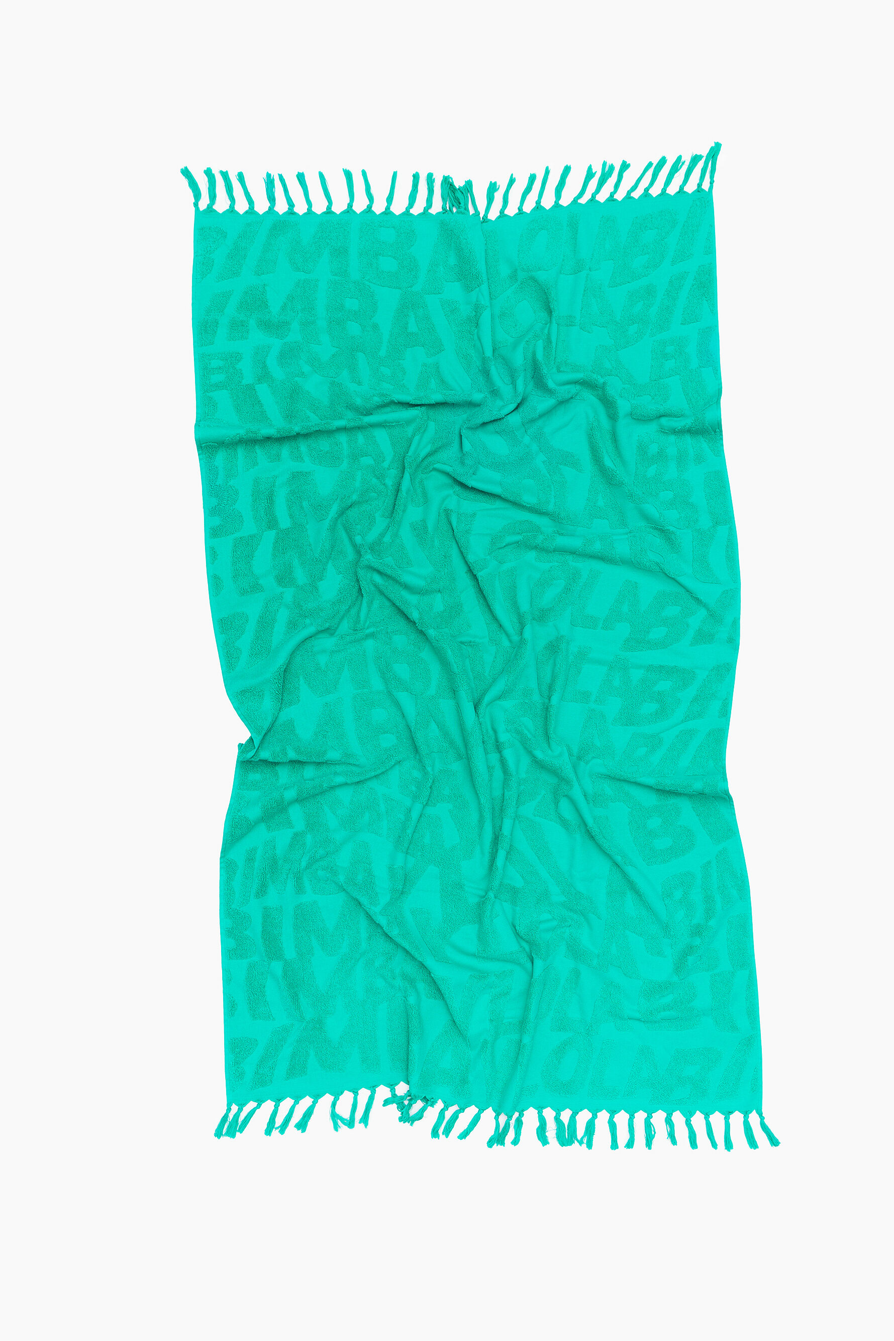 Toalha com logotipo em jacquard turquesa