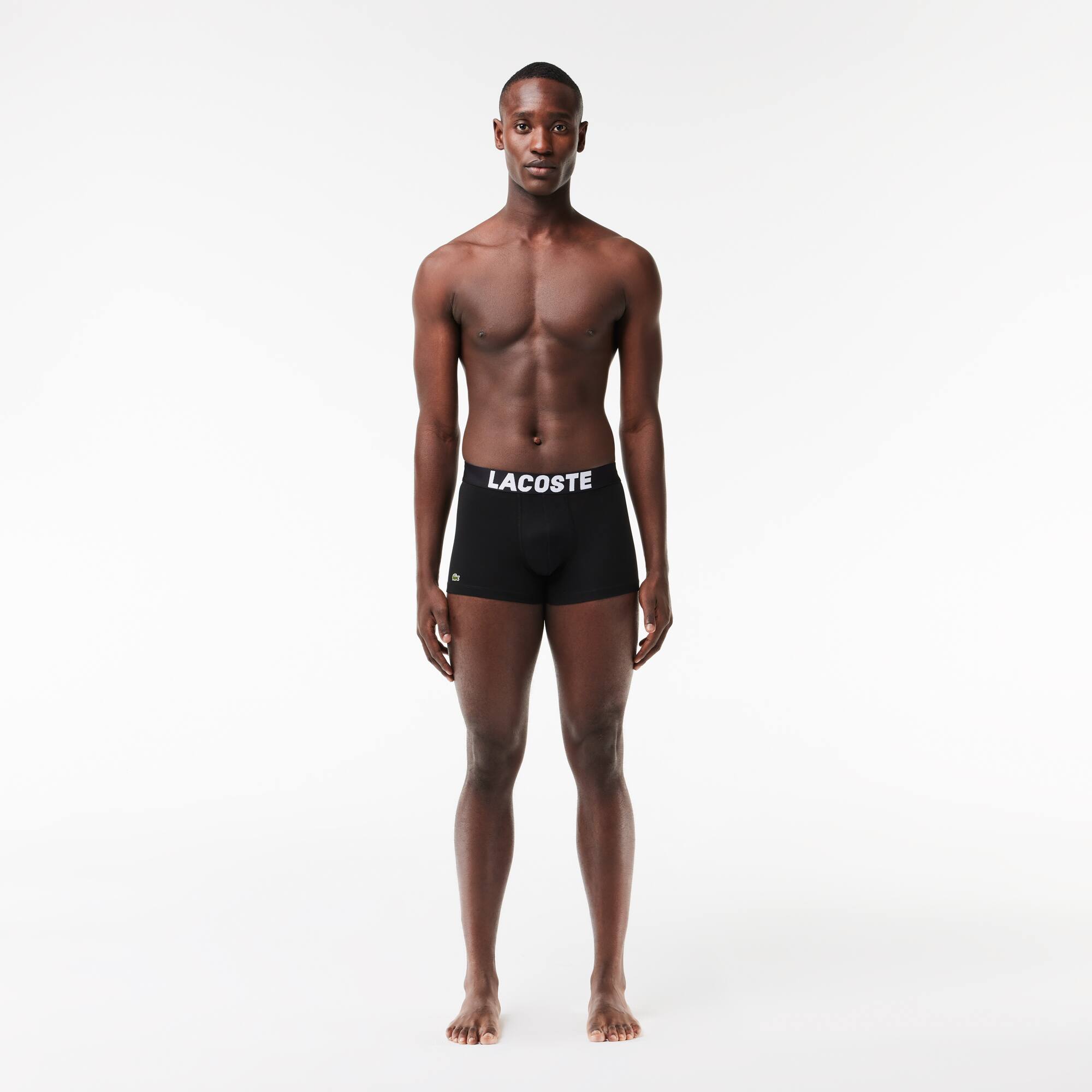 Lot de 3 boxers courts homme avec marquage Lacoste en jersey Sous-Vêtements - Noir - Lacoste - Homme