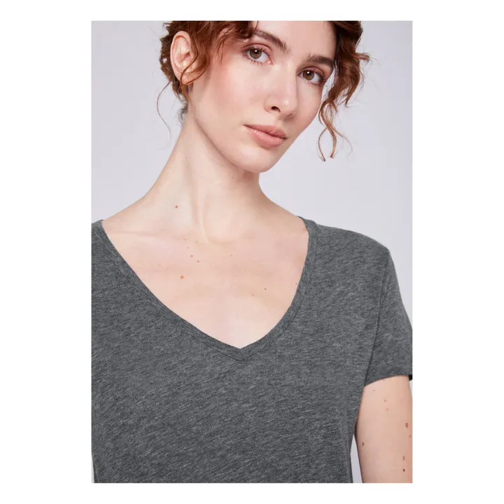 American Vintage T-shirt Col V Jacksonville | Gris anthracite chiné