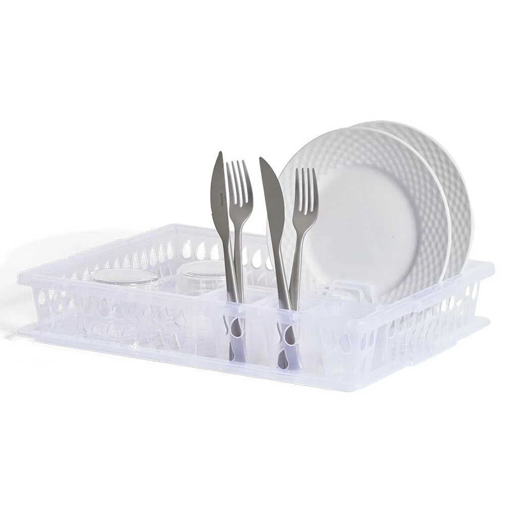 Égouttoir à vaisselle en plastique transparent