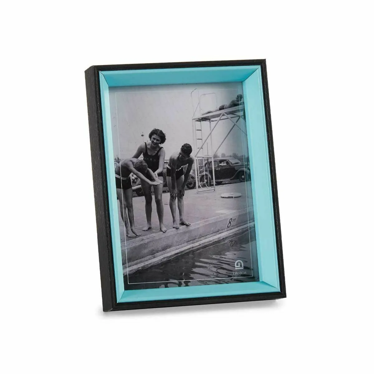 Gift Decor Cadre photo Verre Noir Bleu Bois MDF