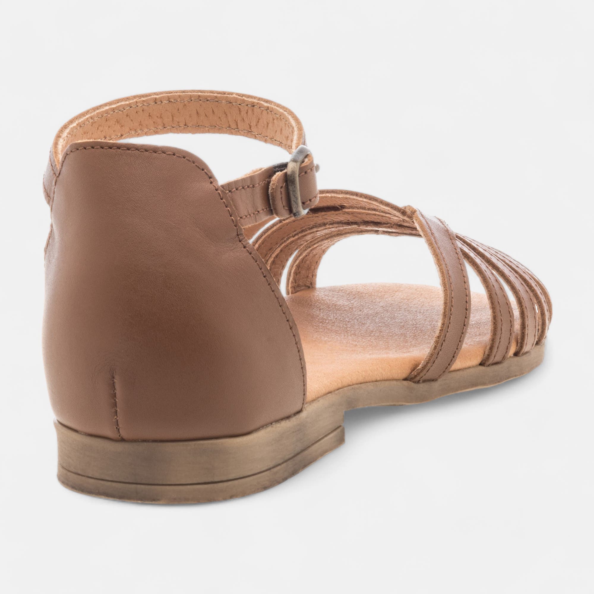 Sandales Femme en cuir cognac
