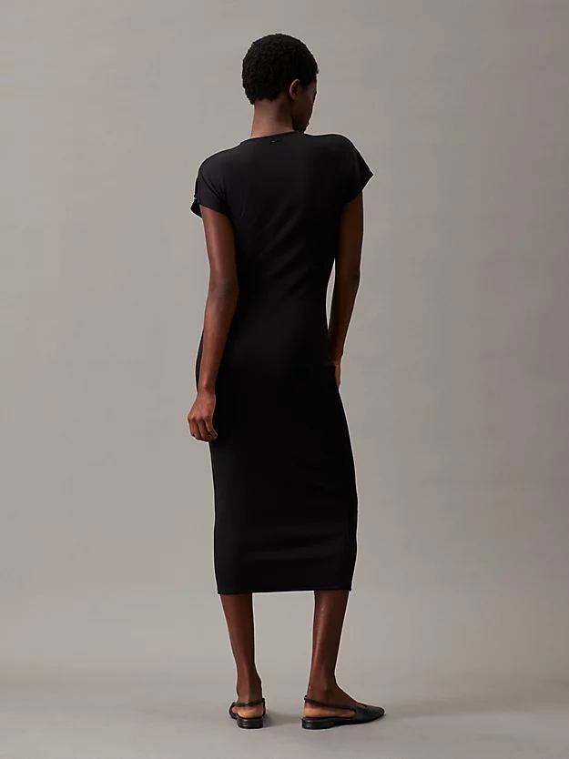 Vestido longo canelado justo