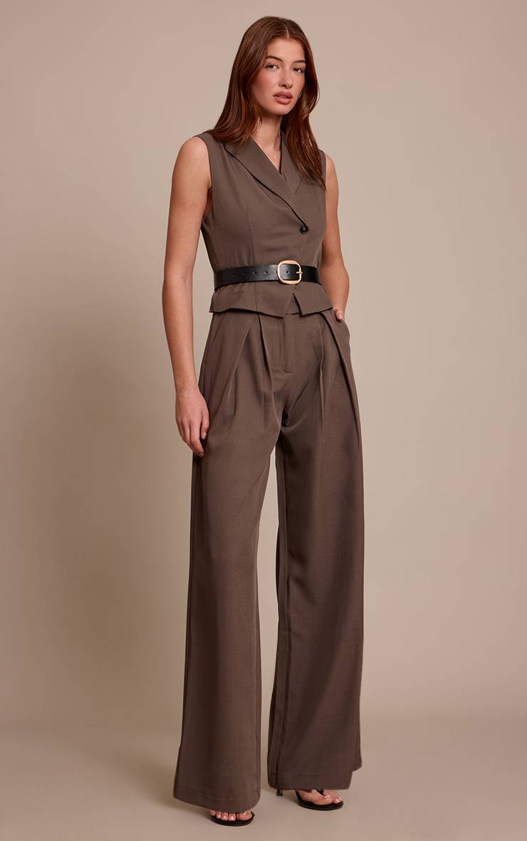 Charbon Combinaison-pantalon Droite Tissée Ajustée