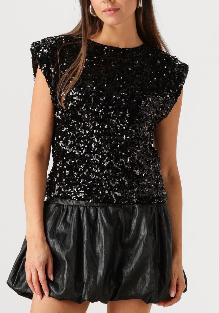 zwarte co'couture top roslyncc sequin top