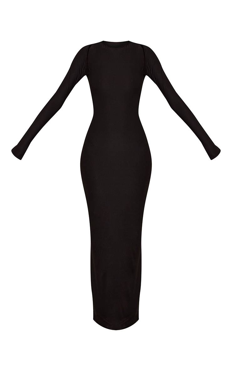 Noir Robe Maxi Longue À Manches Longues Toucher Doux Pour Femmes Grandes Tailles
