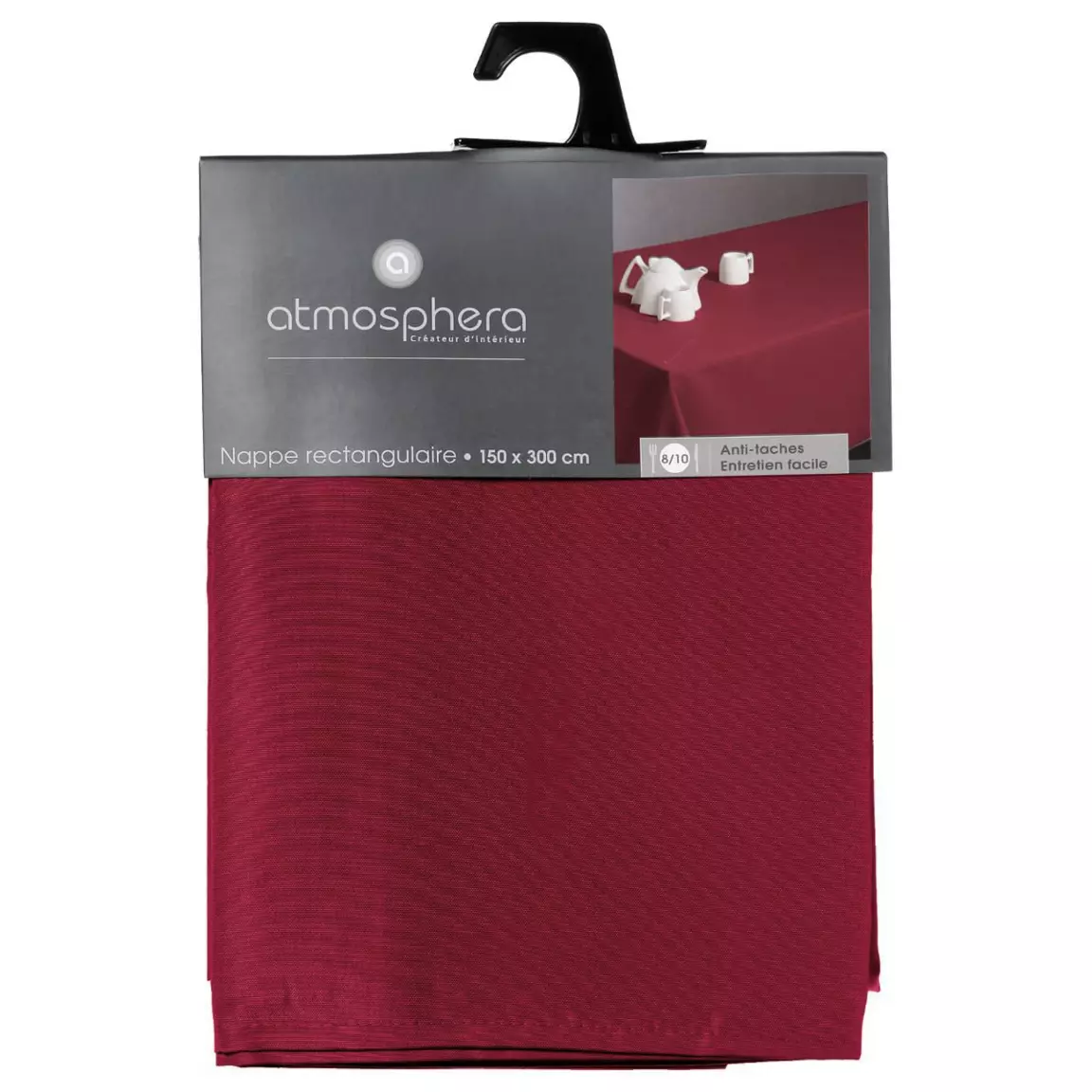 Nappe rectangulaire anti tache (150 x 300 cm) Lina Rouge bordeaux