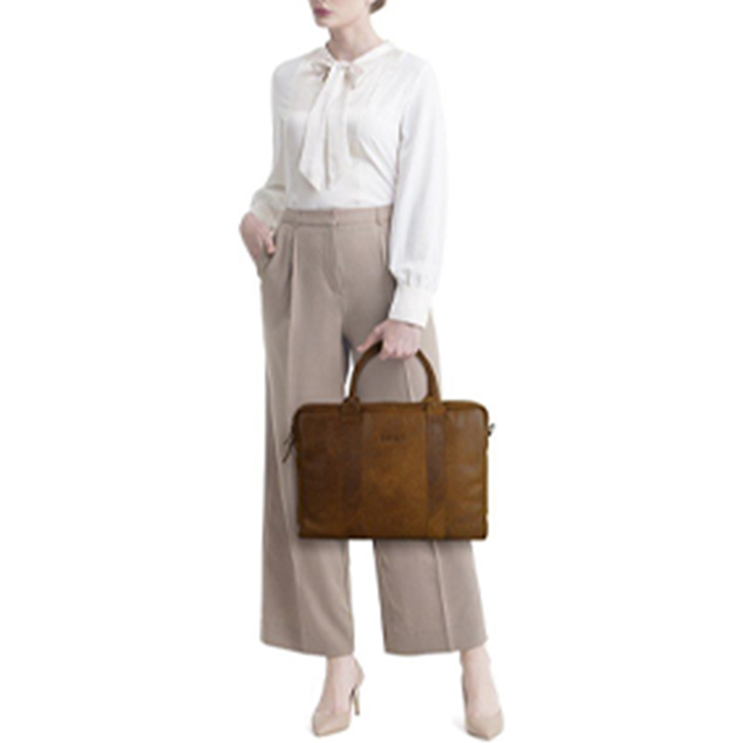 DSTRCT Limited Double Zip 15'' Laptoptas cognac