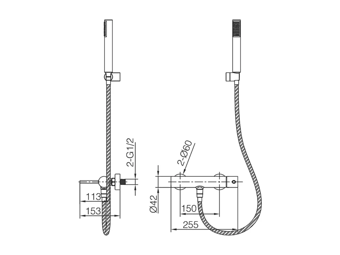 Mitigeur de Baignoire et Douche Thermostatique anti-calcaire Noir Mat IMEX GENOVA BDG053-4NG