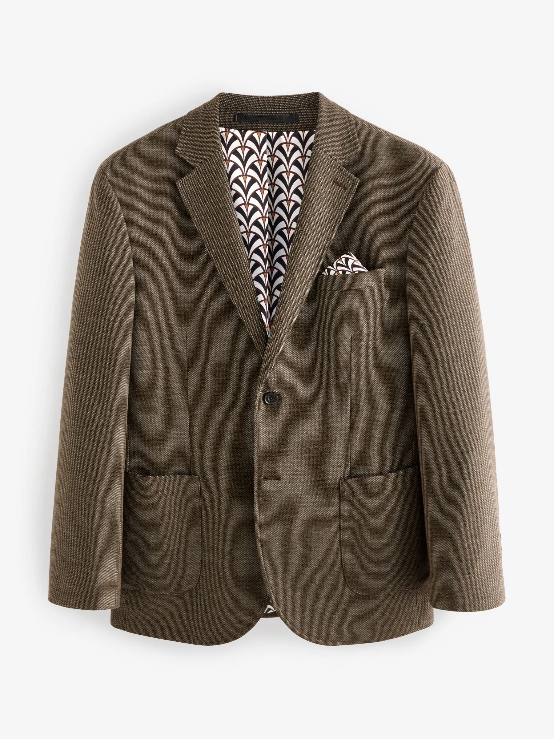 Bruin - Normale Pasvorm - Modieuze blazer met textuur