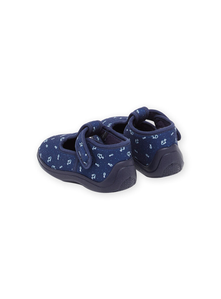 Chaussons forme salomé bleu marine à imprimé poissons