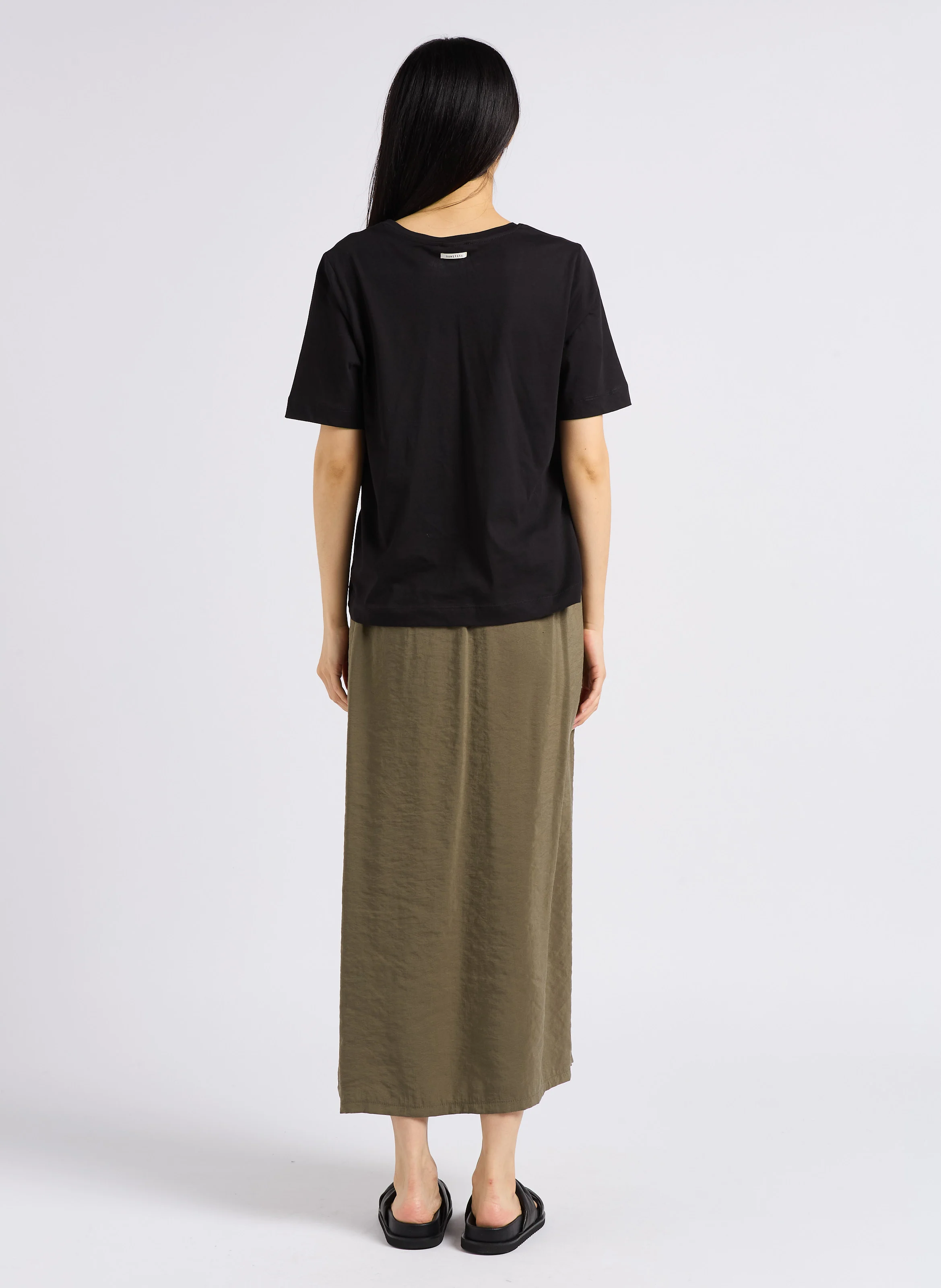 Tee-shirt col V en coton| Noir