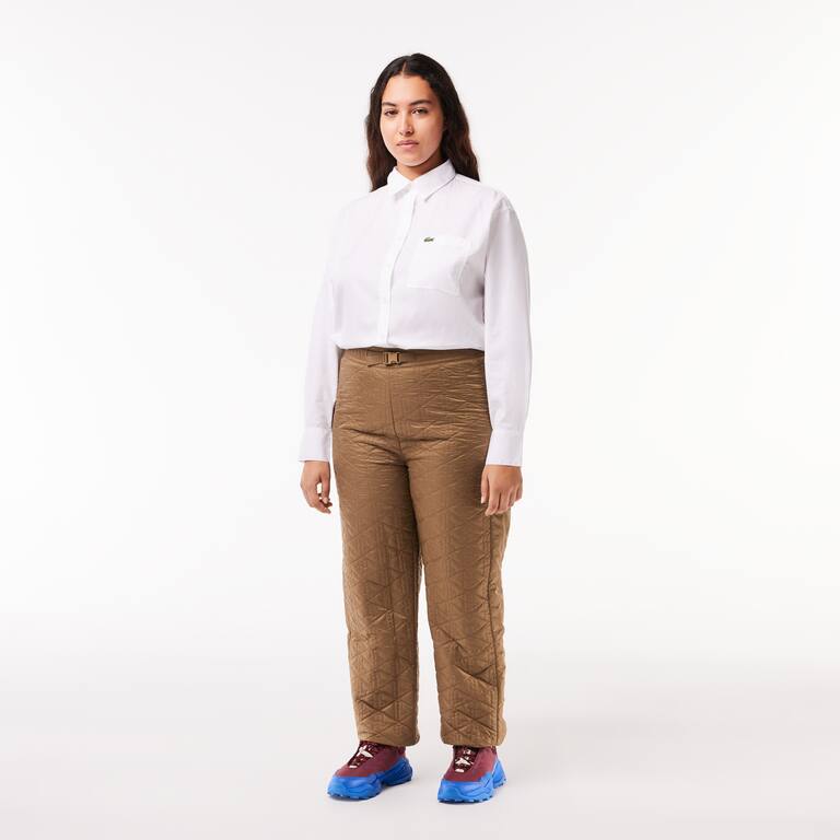 Pantalon de survêtement paddé motif monogramme Pantalons de survêtement - Marron - Lacoste - Femme