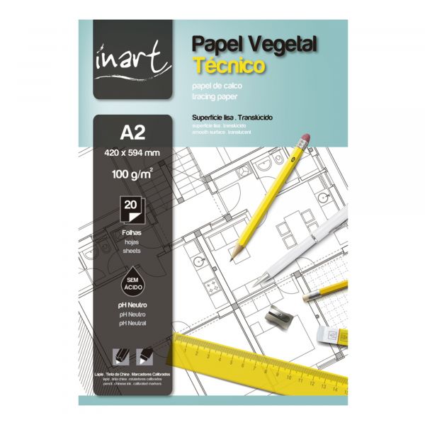 Inart Bloco Vegetal Técnico A2 100g/m2 20Fls