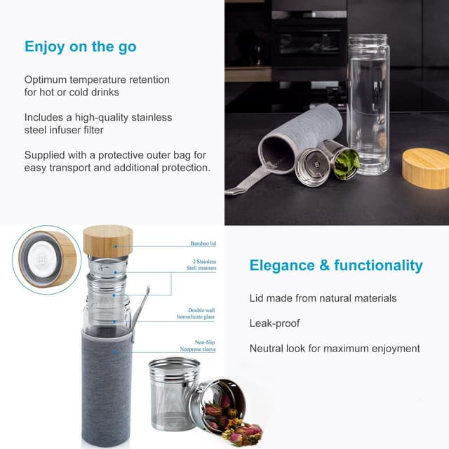 Termoflaske 450 ml Teflaske med infusionsfilter