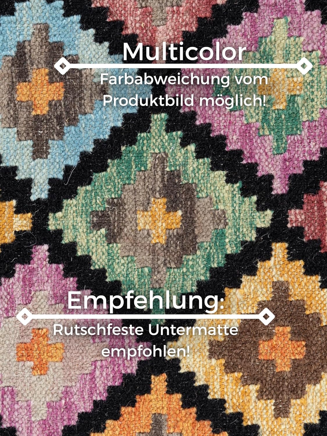 Hanse Home Afghan Kelim Teppich Zara - Bunter Traditioneller Teppich Handgewebt, Wolle & Baumwolle, Afghanischer Stil Oriental mit Fransen für Wohnzimmer, Schlafzimmer - Schwarz Multi, 200x290 cm