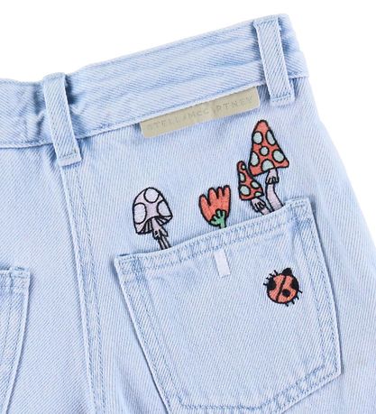 Stella McCartney Kids Jeansshorts - Hellblau m. Strickerei