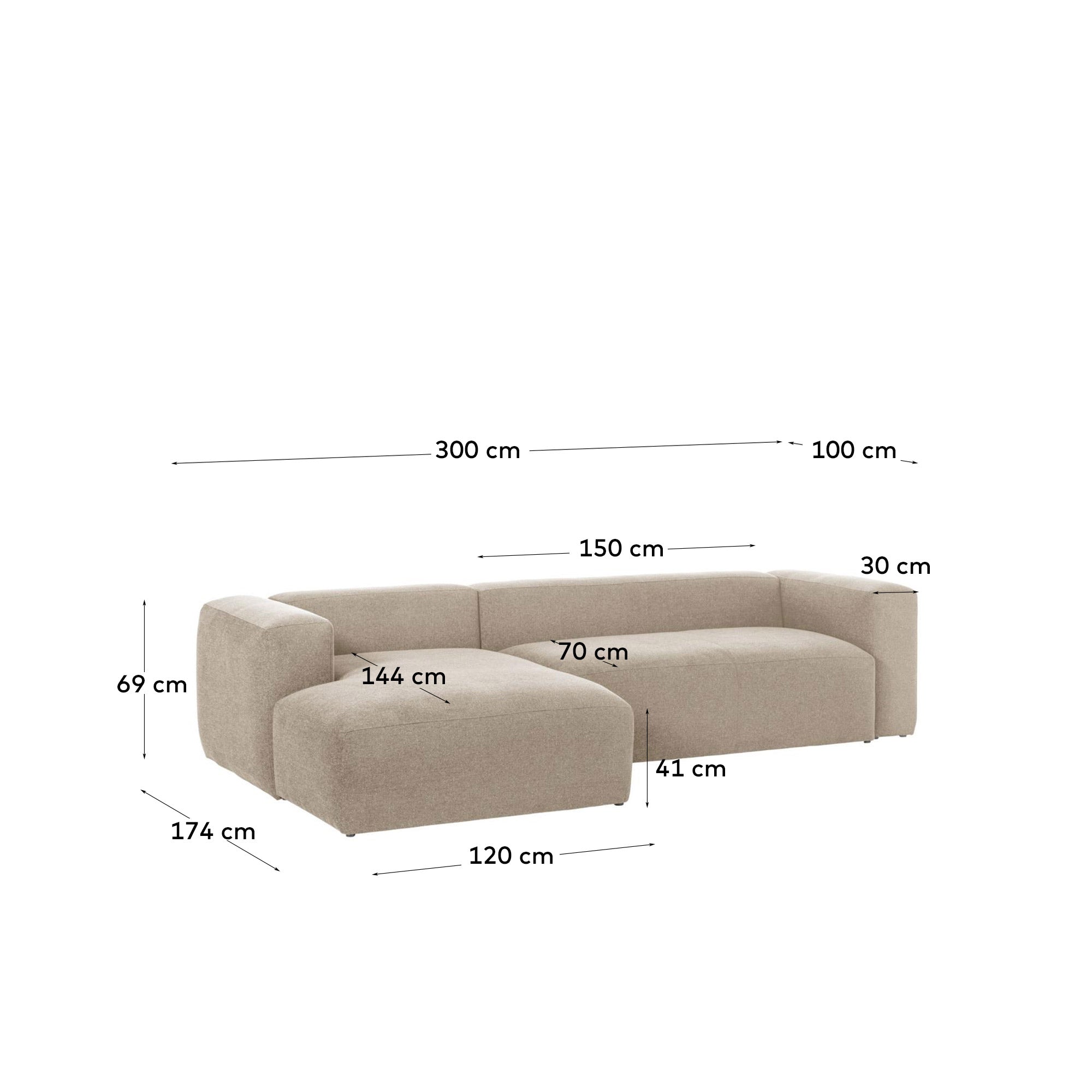 Kave Home Blok Chaise Longue Links - Ivoor