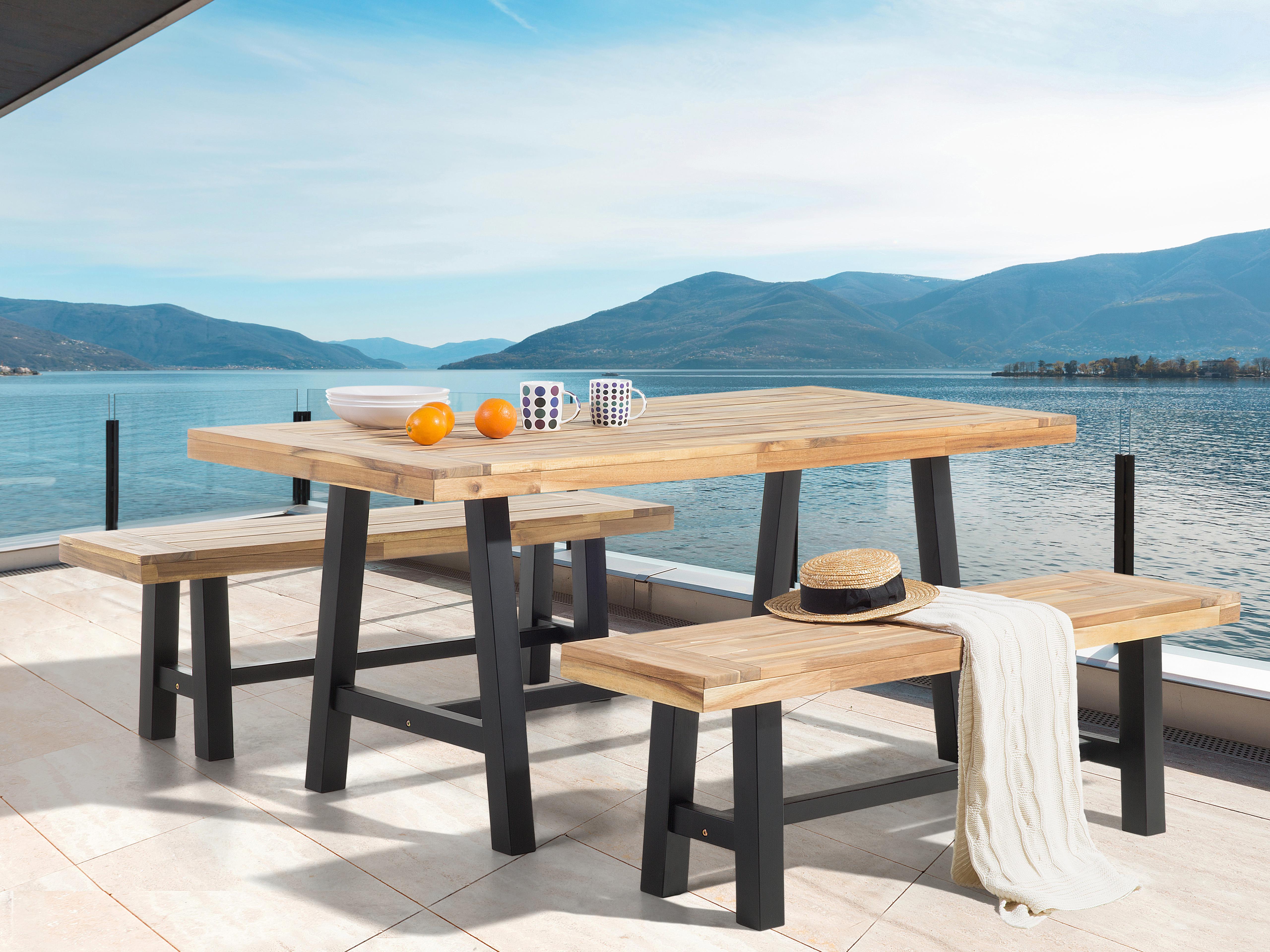 Tuin eettafel SCANIA 170 cm 80 cm Acaciahout Zwart