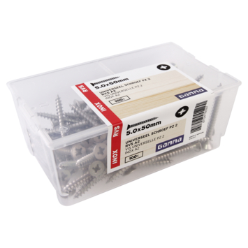 GAMMA schroef universeel platkop RVS 5.0x50 mm 100 stuks