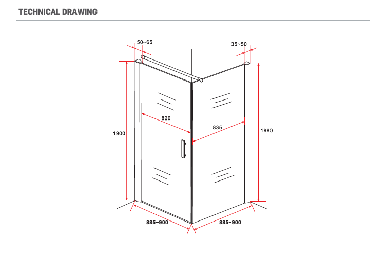 Sanigoods Momo douchecabine met draaideur 90x90cm zwart mat