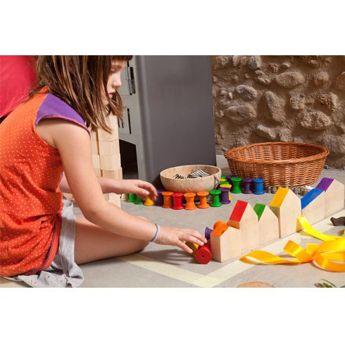 Grapat houten huisjes en nins® poppetjes (12st) 15-110