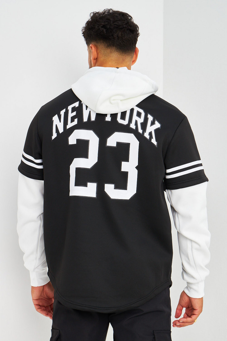 Sweat à capuche noir et blanc New York